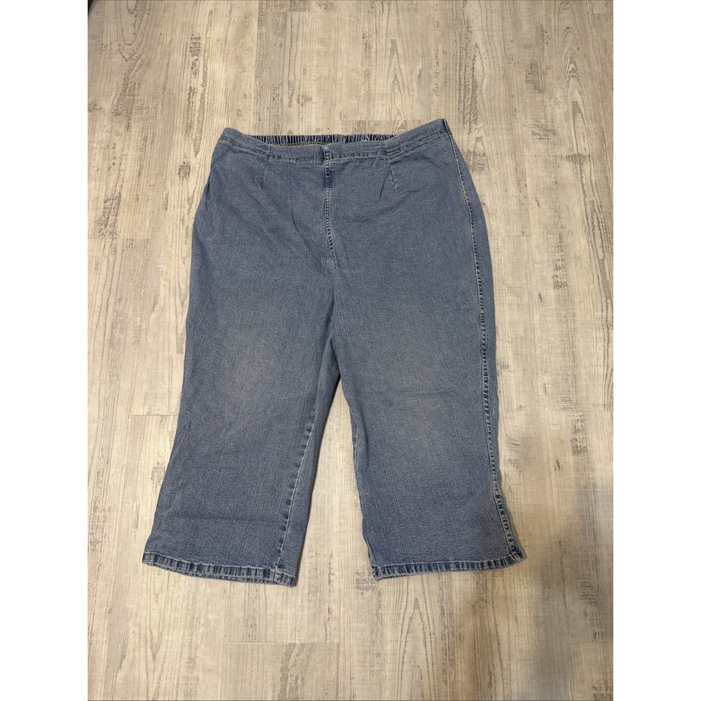 Womens White Stag Pants Denim Lightweight Elastic Waist  - Size 22/24‎